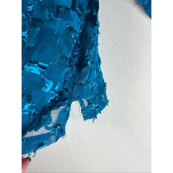 French Laundry Woman 2X Teal Textured Sheer Button-Up Blouse Boho Chic Top - Picture 10 of 10